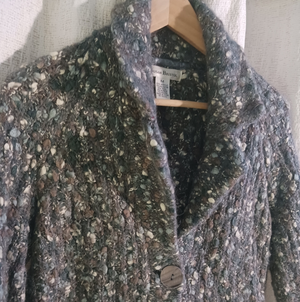 Susan Bristol Alpaca Wool Mohair sweater cardigan womens medium super soft! - Picture 2 of 9